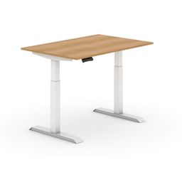 Biurko z elektryczną regulacją wysokości, 735-1235 mm, blat 1200x800 mm, buk, biała podstawa