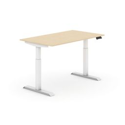 Biurko z elektryczną regulacją wysokości, 735-1235 mm, blat 1400x800 mm, brzoza, biała podstawa