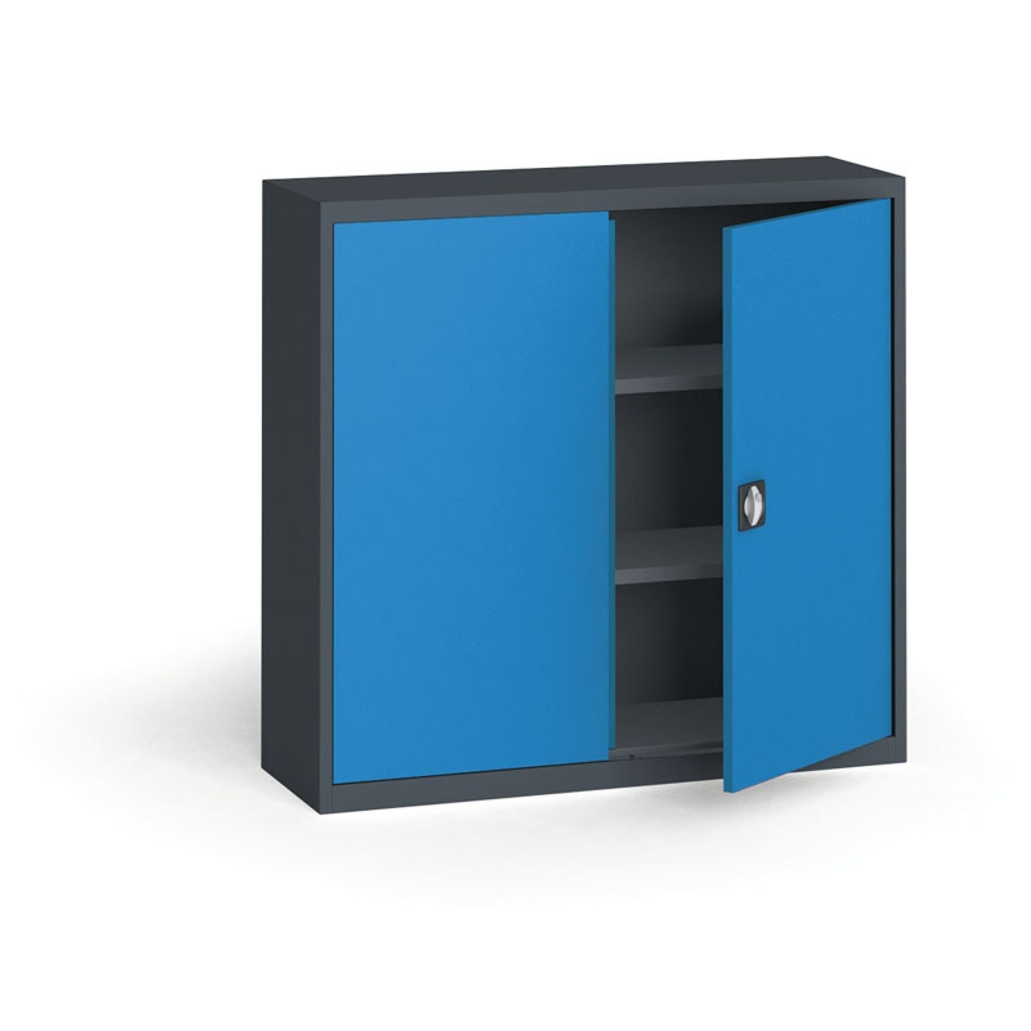 Blechschrank, 1150 x 1200 x 400 mm, 2 Regalböden, Anthrazit/blau