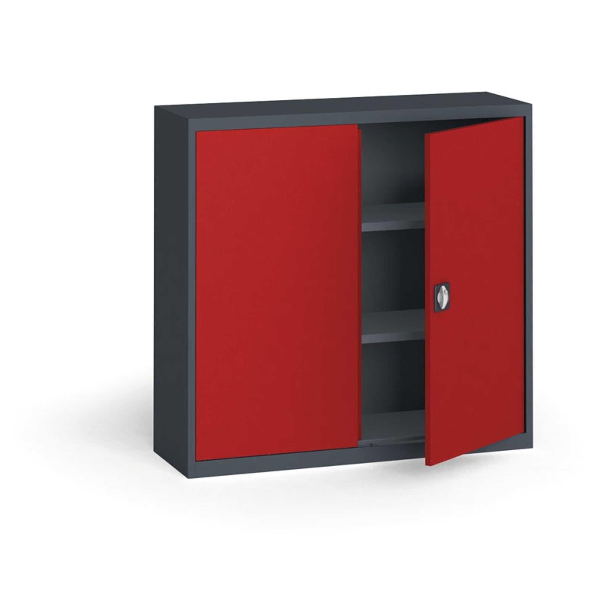 Blechschrank, 1150 x 1200 x 400 mm, 2 Regalböden, Anthrazit/rot