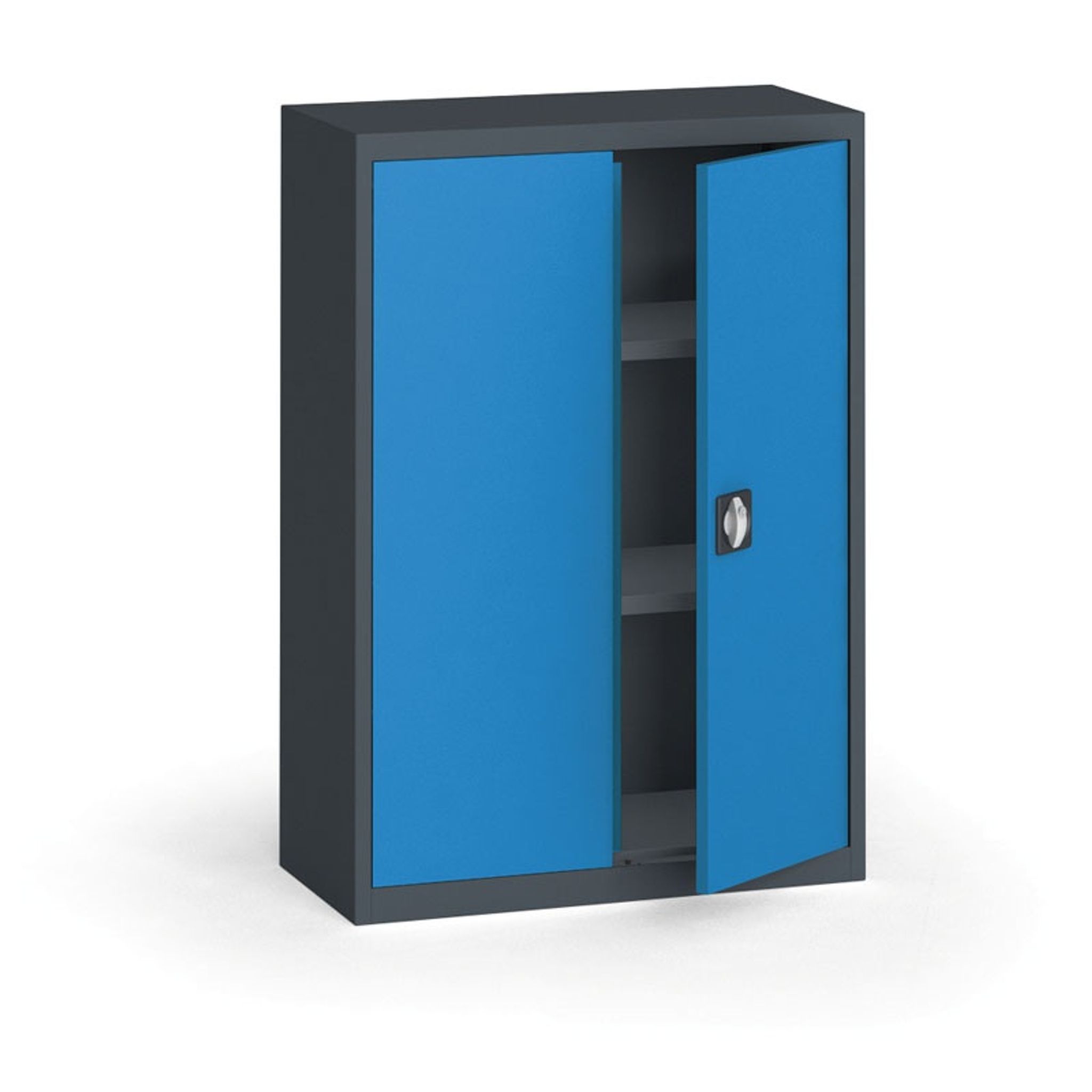 Blechschrank, 1150 x 800 x 400 mm, 2 Regalböden, Anthrazit/blau
