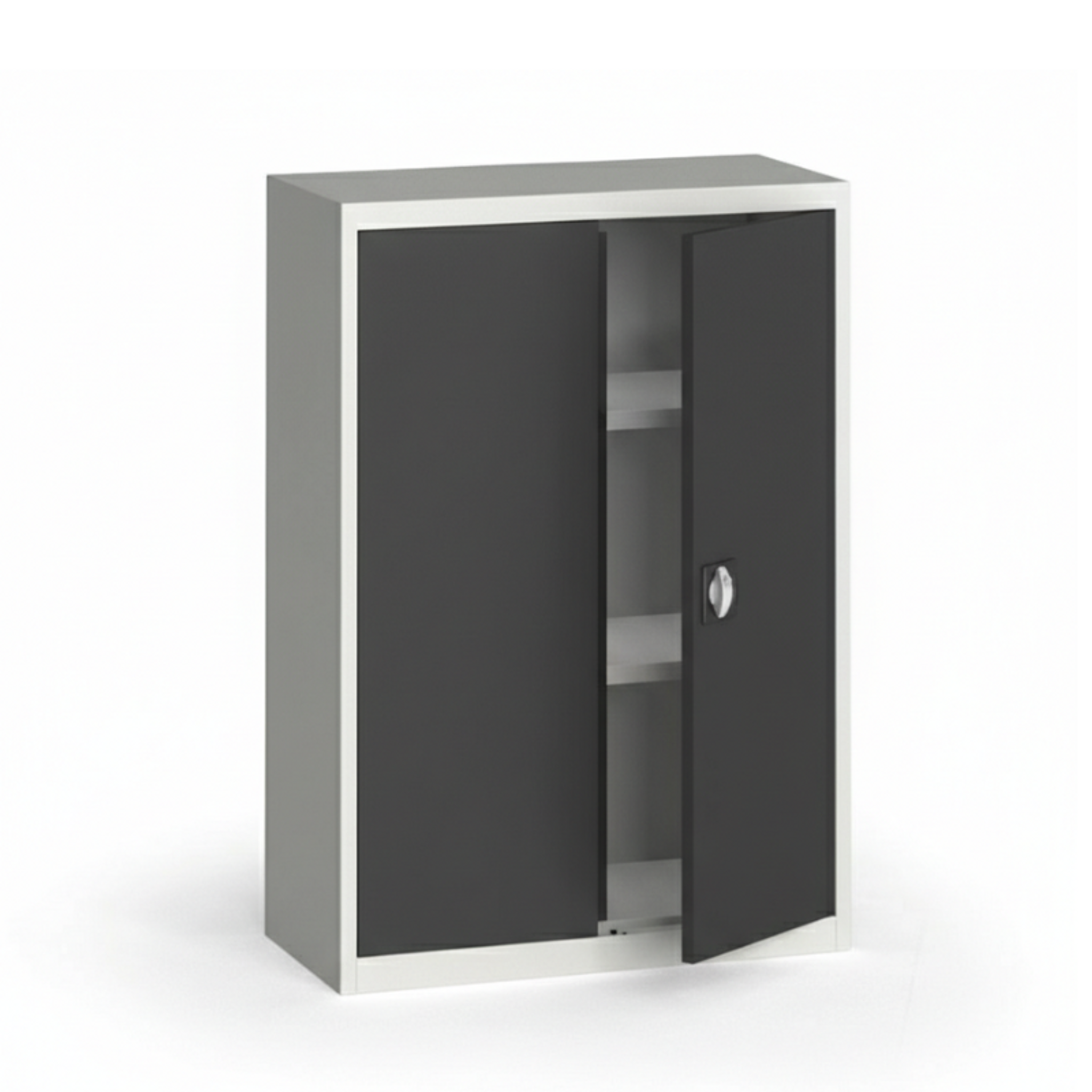 Blechschrank, 1150 x 800 x 400 mm, 2 Regalböden, grau/Graphit