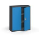 Blechschrank, 1150 x 950 x 400 mm, 2 Regalböden, Anthrazit/blau