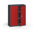 Blechschrank, 1150 x 950 x 400 mm, 2 Regalböden, Anthrazit/rot