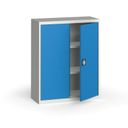 Blechschrank, 1150 x 950 x 400 mm, 2 Regalböden, grau/blau