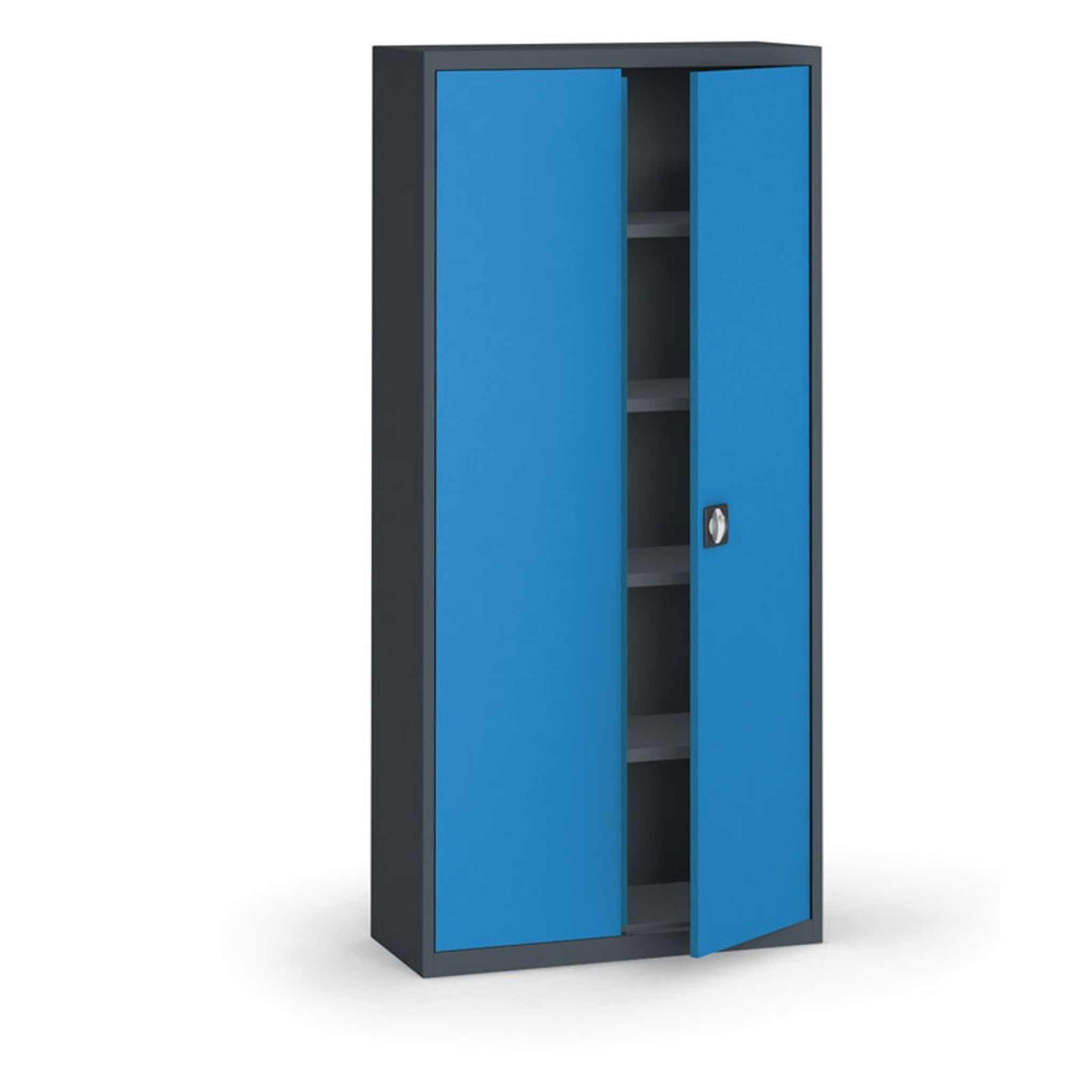 Blechschrank, 1950 x 950 x 400 mm, 4 Regalböden, Anthrazit/blau