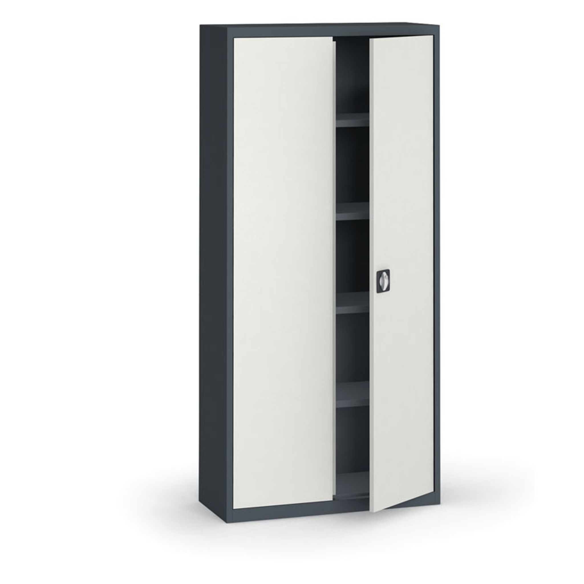 Blechschrank, 1950 x 950 x 400 mm, 4 Regalböden, Anthrazit/grau