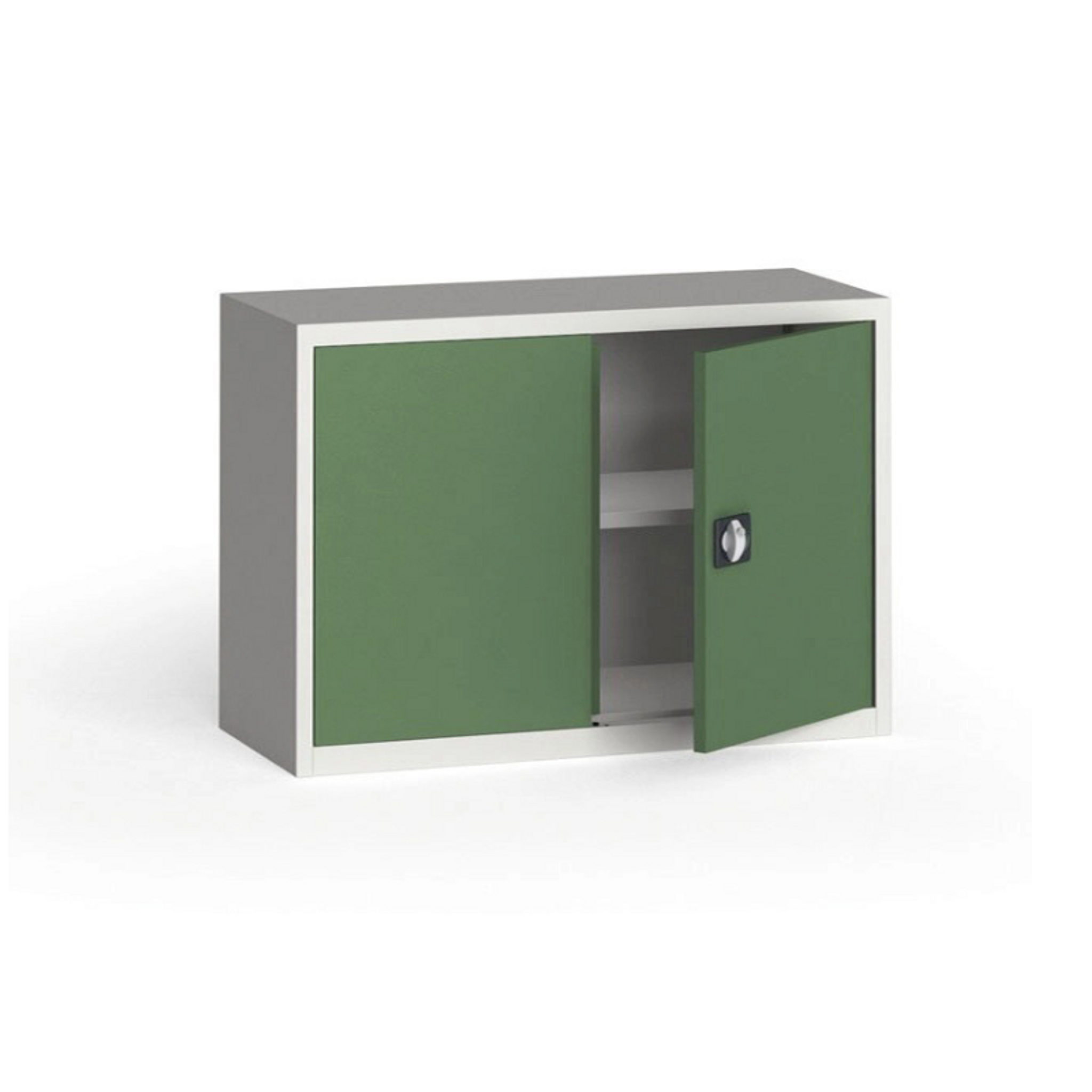 Blechschrank, 800 x 1200 x 400 mm, 1 Regalboden, grau/grün