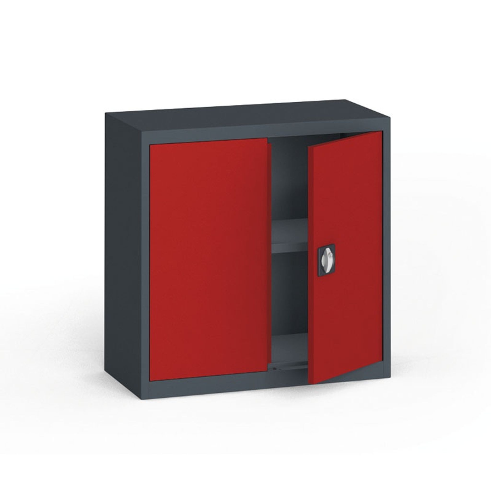 Blechschrank, 800 x 800 x 400 mm, 1 Regalboden, Anthrazit/rot