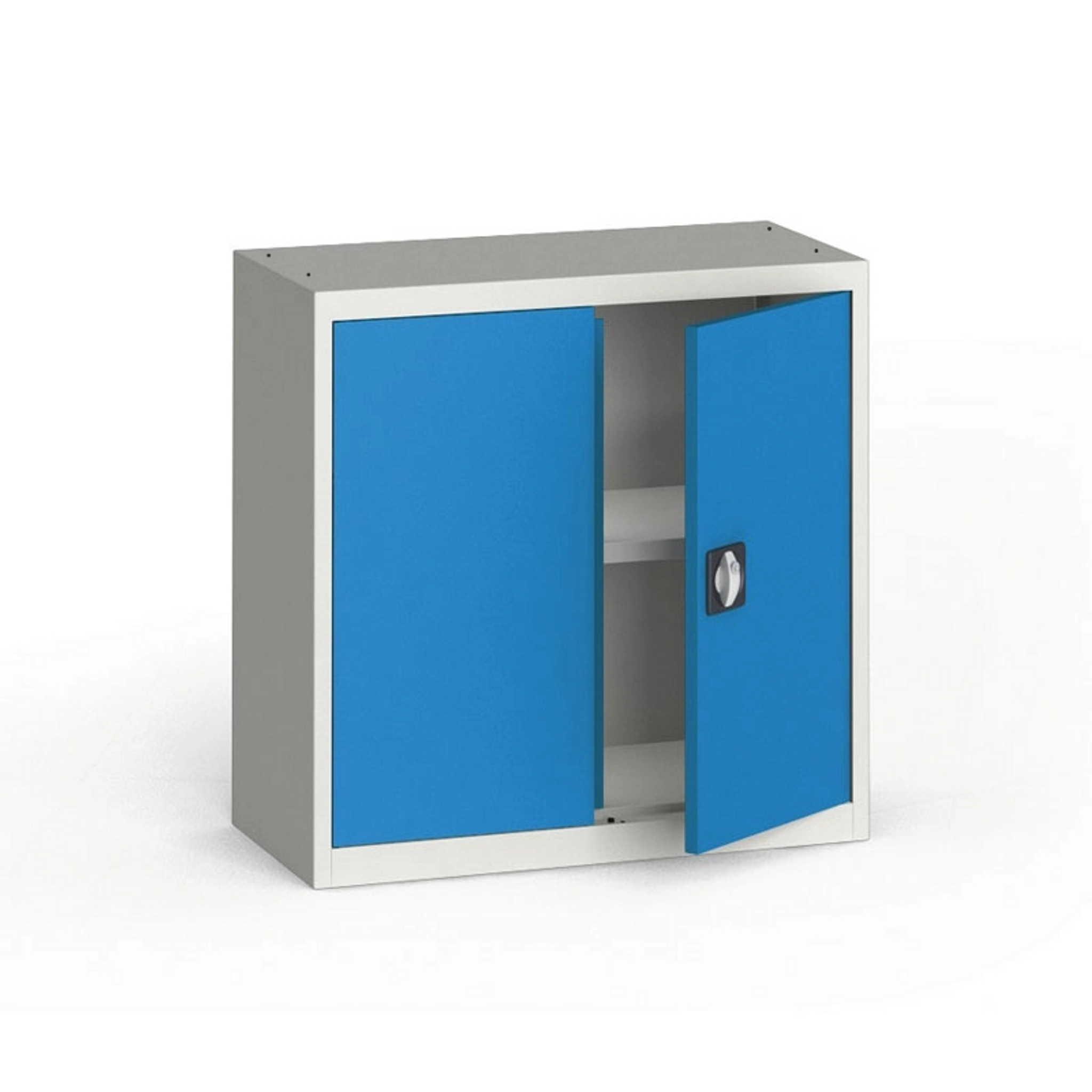 Blechschrank, 800 x 800 x 400 mm, 1 Regalboden, grau/blau