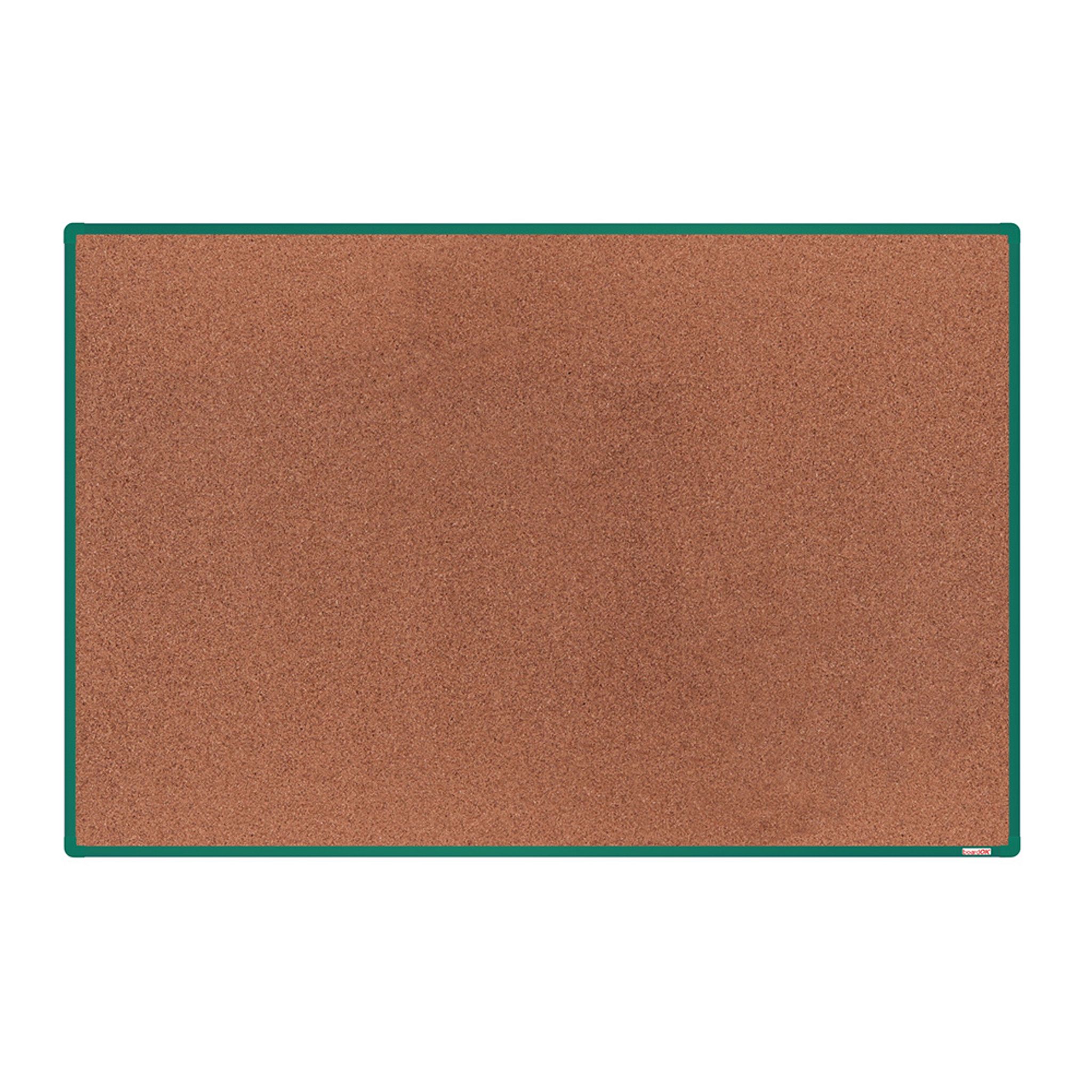 boardOK Kork-Pinnwand mit Aluminiumrahmen, 1800 x 1200 mm, grüner Rahmen