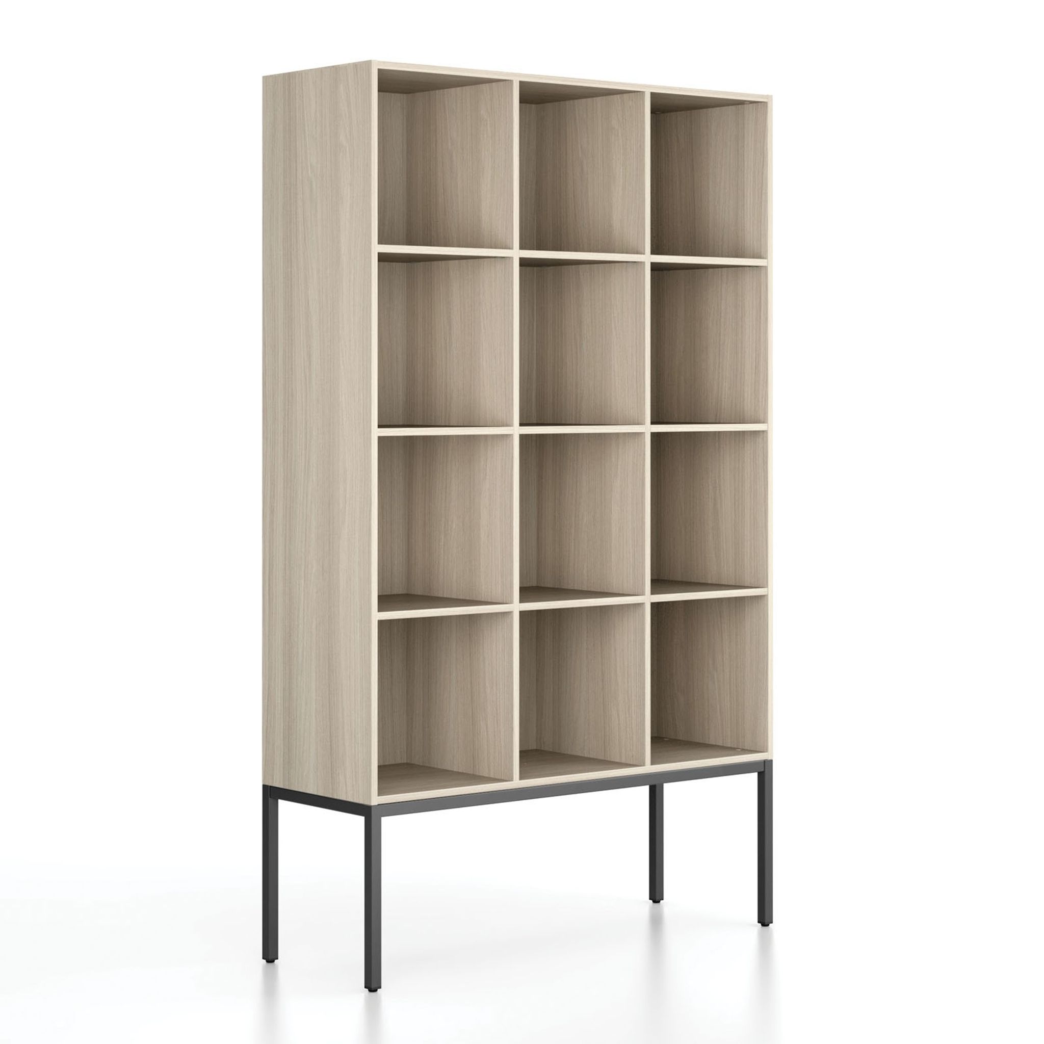 Bücherregal FRAME, mit schwarzem Sockel, 1299 x 450 x 2185 mm, Eiche natur