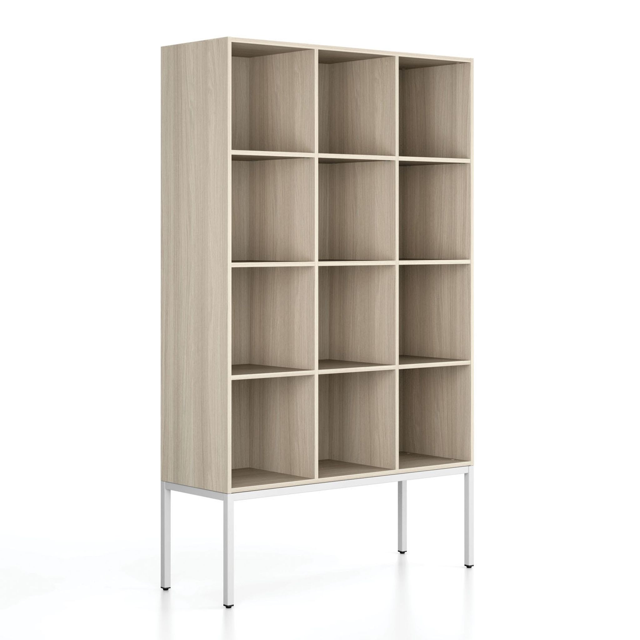 Bücherregal FRAME, mit weißem Sockel, 1299 x 450 x 2185 mm, Eiche natur