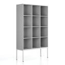 Bücherregal FRAME, mit weißem Sockel, 1299 x 450 x 2185 mm, grau