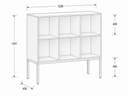 Bücherregal FRAME, niedrig, 1299 x 450 x 1331 mm, weißes Gestell, Eiche natur