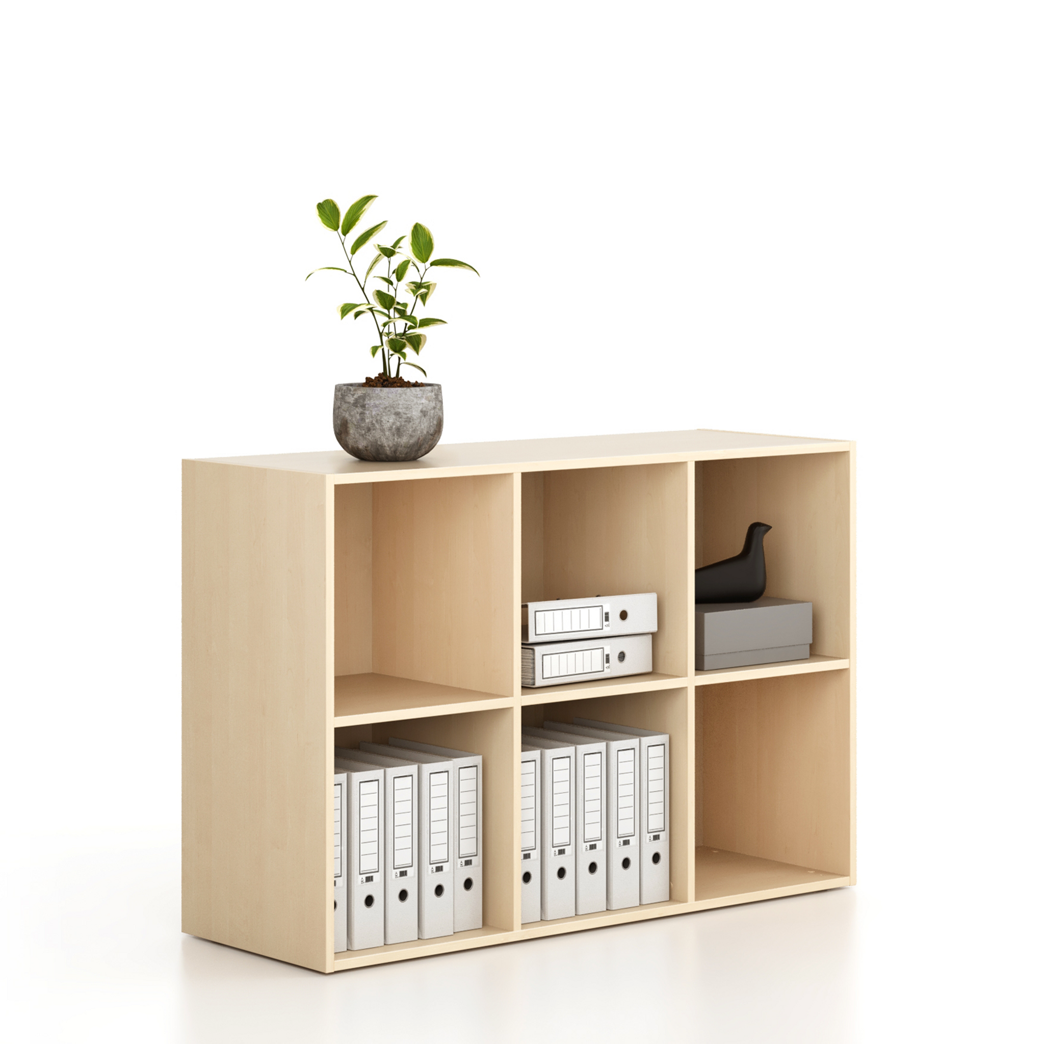 Bücherregal FRAME, niedrig, 3 Reihen, 881 x 1299 x 450 mm, Birke