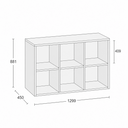 Bücherregal FRAME, niedrig, 3 Reihen, 881 x 1299 x 450 mm, Eiche natur