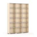 Bücherregal SILVER LINE, 3 Reihen, 2230 x 1800 x 400 mm, Birke