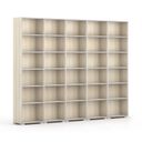 Bücherregal SILVER LINE, 5 Reihen, 2230 x 3000 x 400 mm, Eiche natur