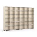 Bücherregal SILVER LINE, 6 Reihen, 2230 x 3600 x 400 mm, Eiche natur