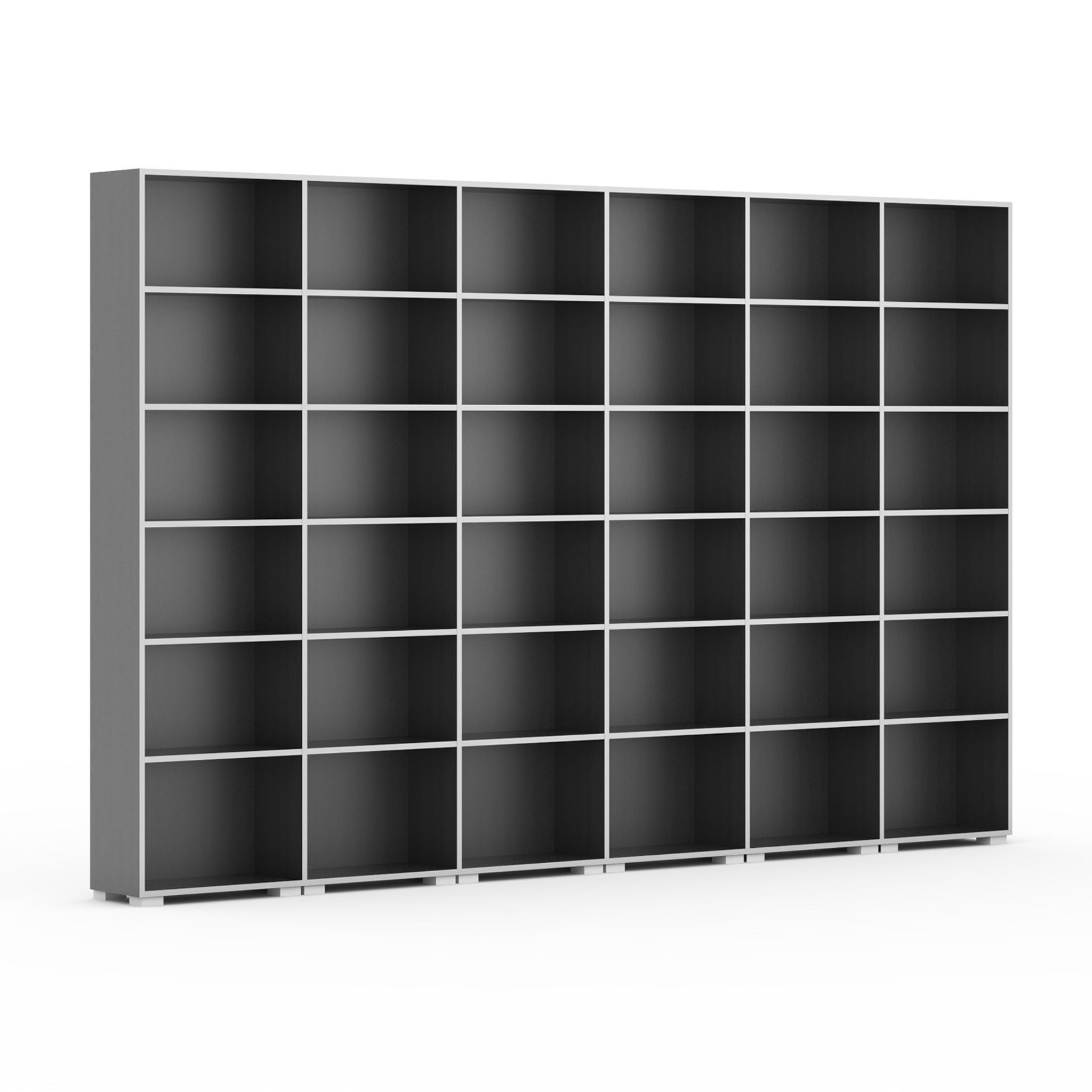 Bücherregal SILVER LINE, 6 Reihen, 2230 x 3600 x 400 mm, Graphit