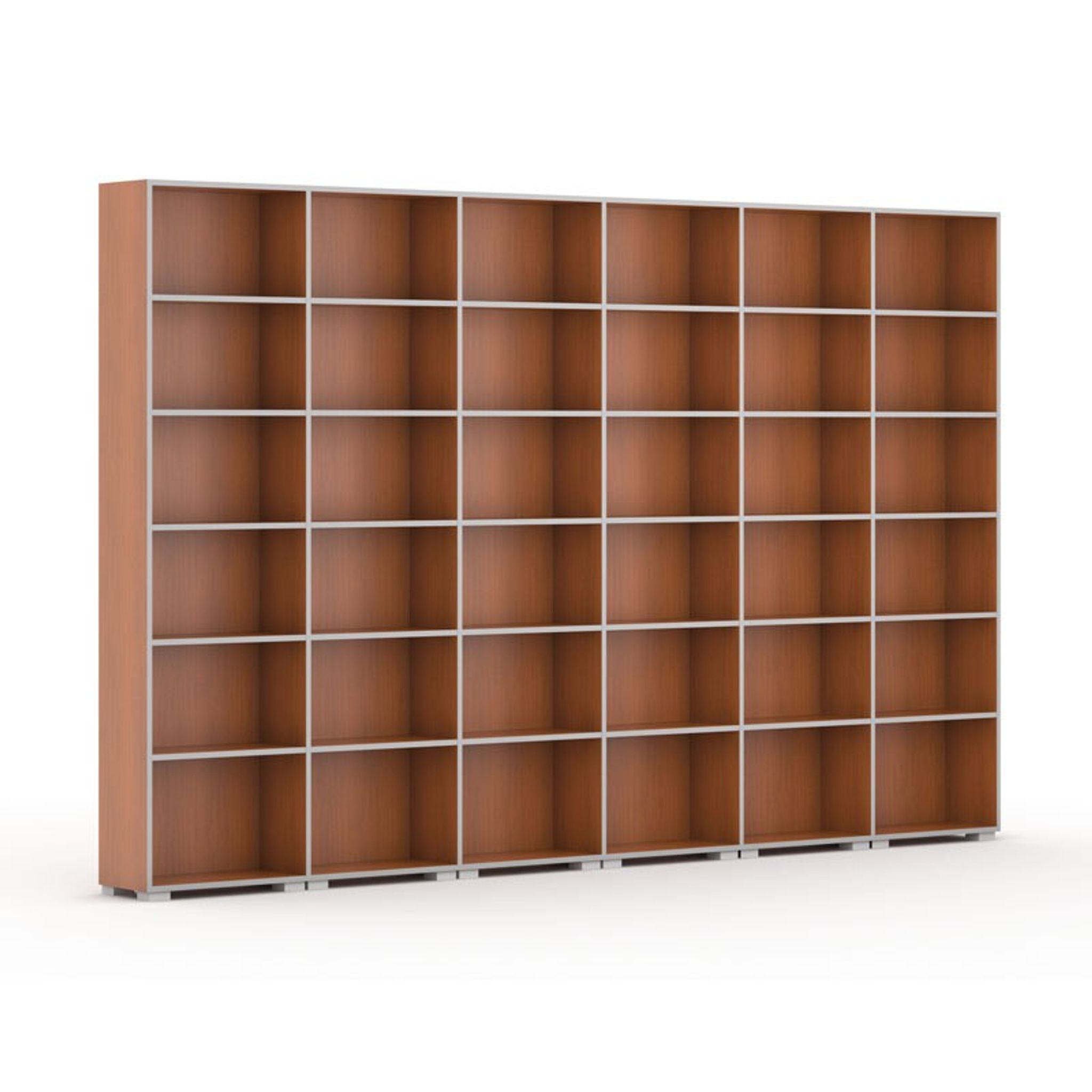 Bücherregal SILVER LINE, 6 Reihen, 2230 x 3600 x 400 mm, Kirschbaum