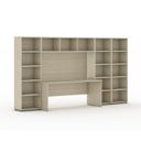 Bücherwand INTEGRO mit integriertem Tisch, niedrig/breit, 3350 x 700/400 x 1920, Eiche natur