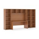 Bücherwand INTEGRO mit integriertem Tisch, niedrig/breit, 3350 x 700/400 x 1920, Kirsche