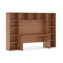 Bücherwand INTEGRO mit Tisch, niedrig, 2950 x 700/400 x 1920, Kirsche