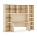 Bücherwand mit integriertem Tisch, hoch, 2950 x 700/400 x 2300, Birke