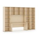 Bücherwand mit integriertem Tisch, hoch/breit, 3550 x 700/400 x 2300, Birke