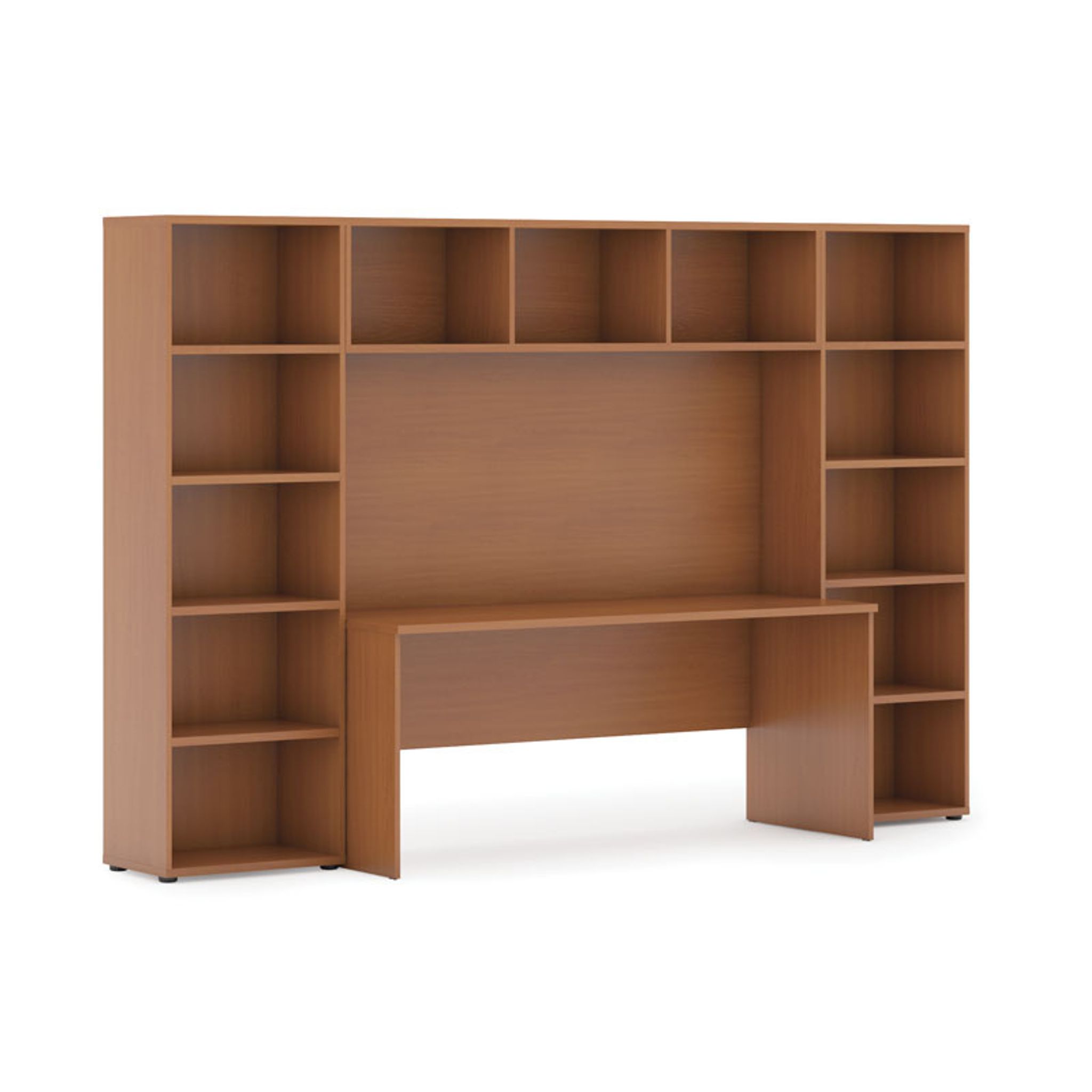 Bücherwand mit integriertem Tisch, niedrig, 2950 x 700/400 x 1923, Kirsche