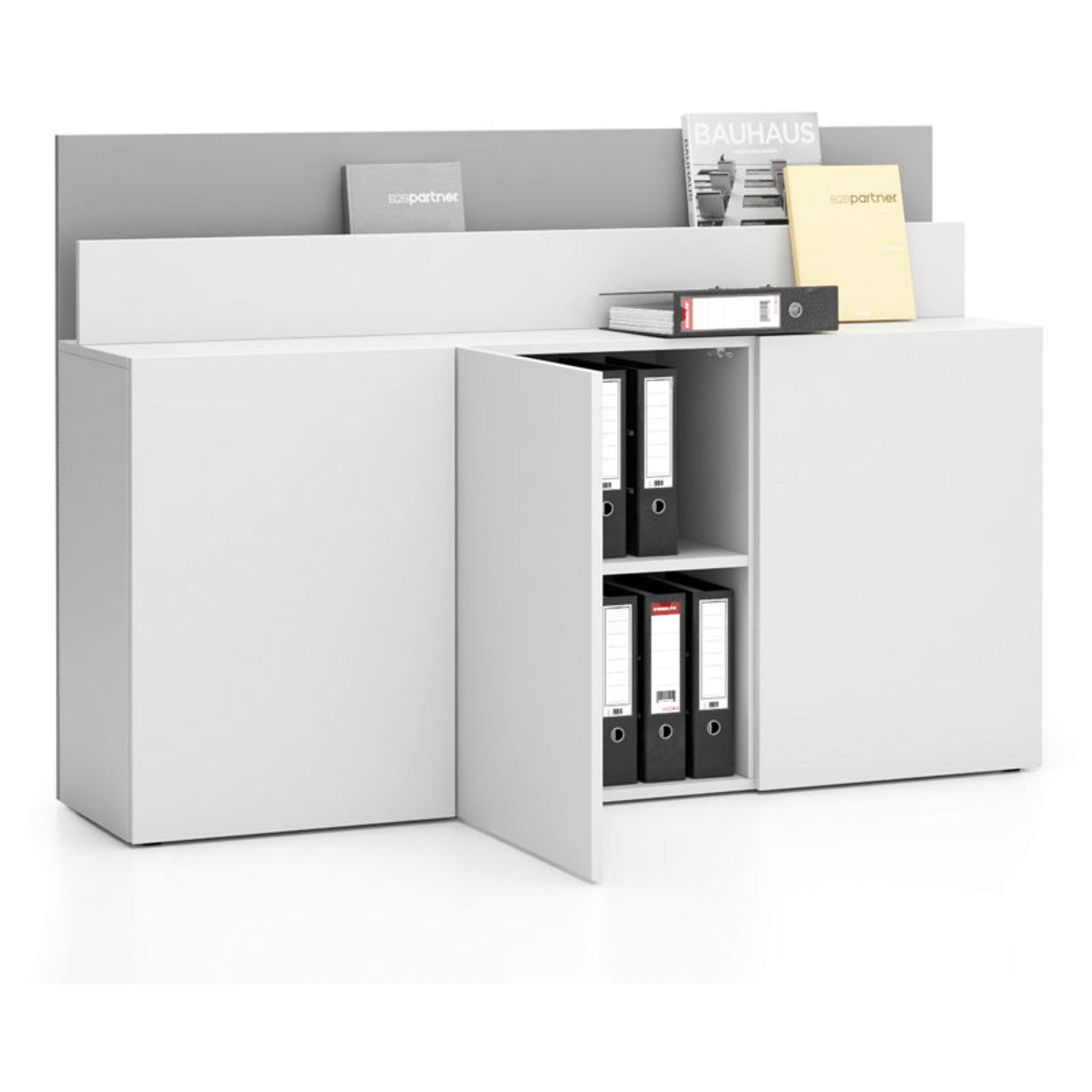 Büro-Dockschrank für LAYERS Schreibtisch, lang, weiß / grau