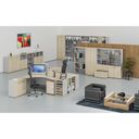 Büro-Eckschreibtisch PRIMO GRAY, 1600 x 1200 mm, links, Eiche grau/natur