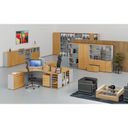 Büro-Eckschreibtisch PRIMO GRAY, 1600 x 1200 mm, links, grau/Buche