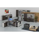 Büro-Eckschreibtisch PRIMO GRAY, 1600 x 1200 mm, links, grau/Wenge