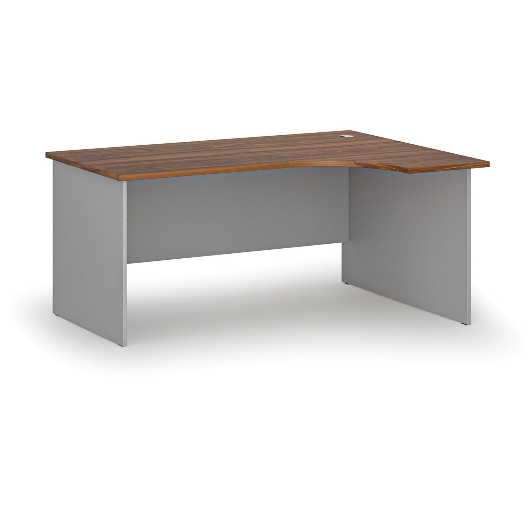 Büro-Eckschreibtisch PRIMO GRAY, 1600 x 1200 mm, rechts, grau/Nussbaum