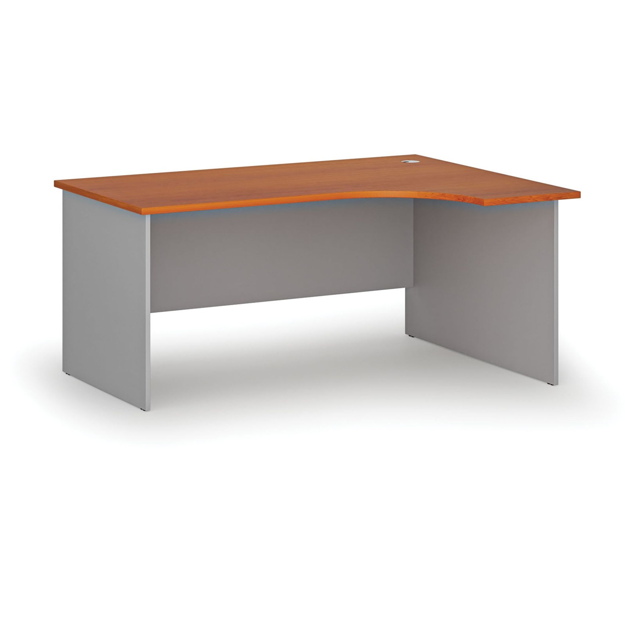 Büro-Eckschreibtisch PRIMO GRAY, 160x120 cm, rechts, grau/Kirsche