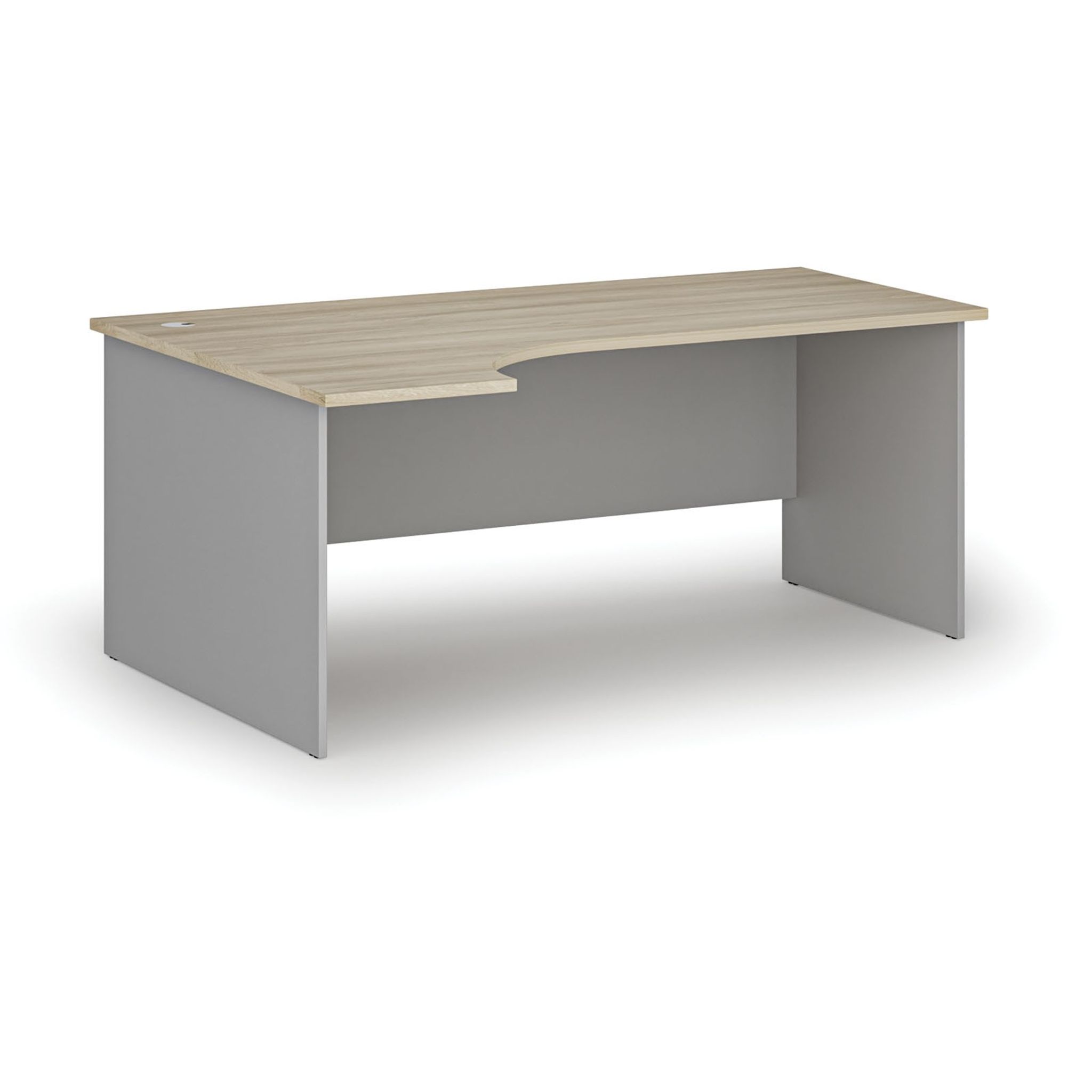 Büro-Eckschreibtisch PRIMO GRAY, 1800 x 1200 mm, links, Eiche grau/natur