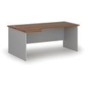 Büro-Eckschreibtisch PRIMO GRAY, 1800 x 1200 mm, links, grau/Nussbaum