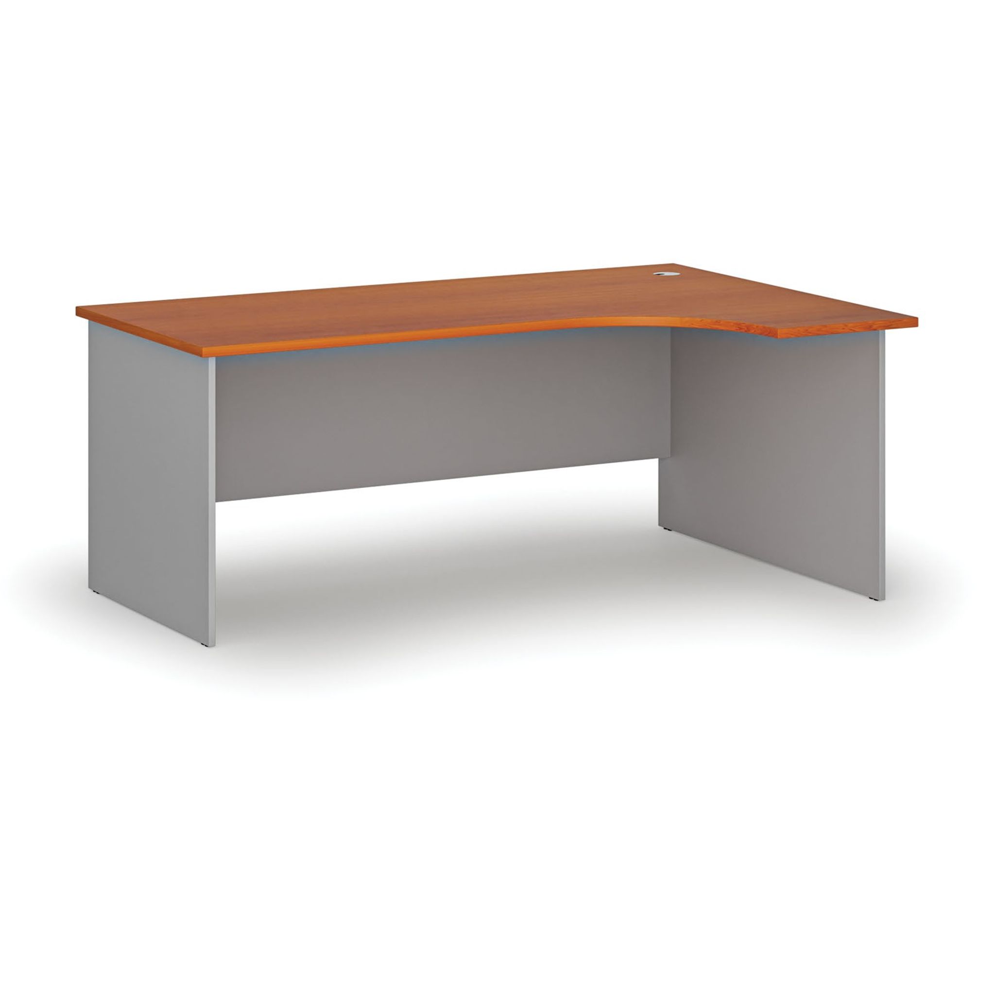 Büro-Eckschreibtisch PRIMO GRAY, 1800 x 1200 mm, rechts, grau/Kirsche