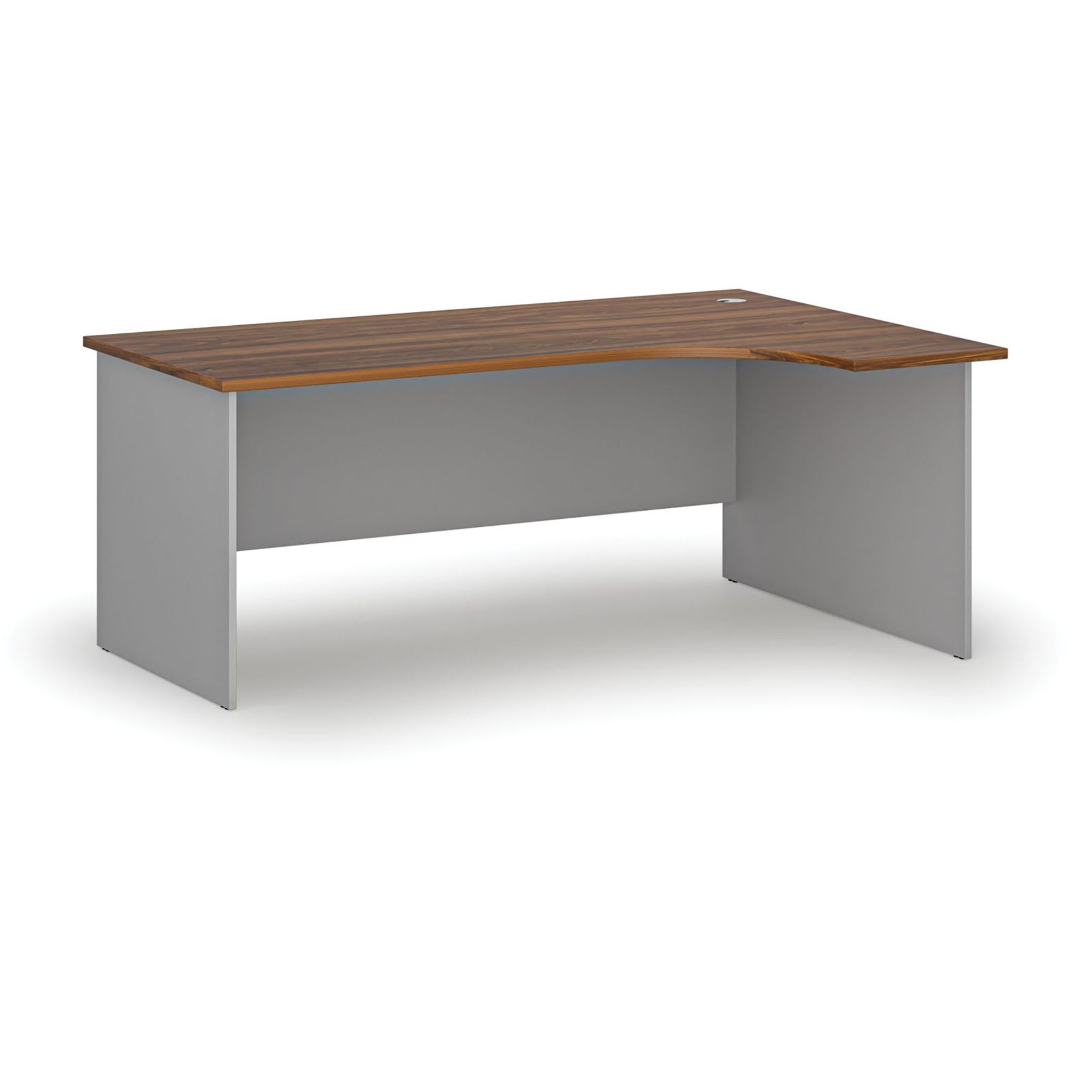 Büro-Eckschreibtisch PRIMO GRAY, 1800 x 1200 mm, rechts, grau/Nussbaum