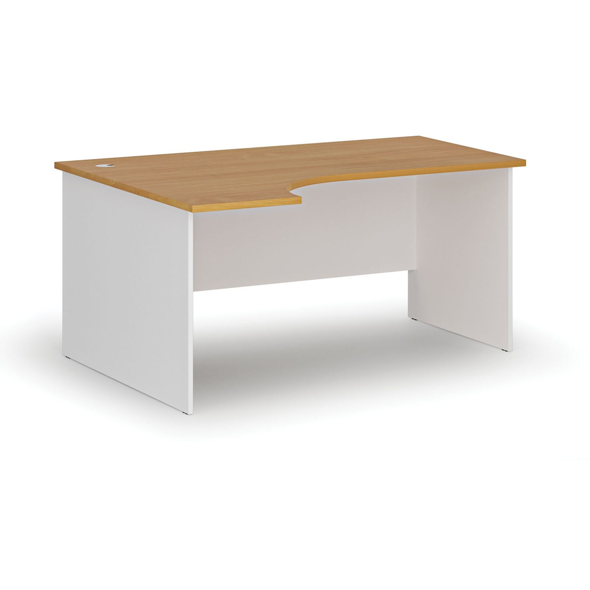 Büro-Eckschreibtisch PRIMO WHITE, 1600 x 1200 mm, links, weiß/Buche