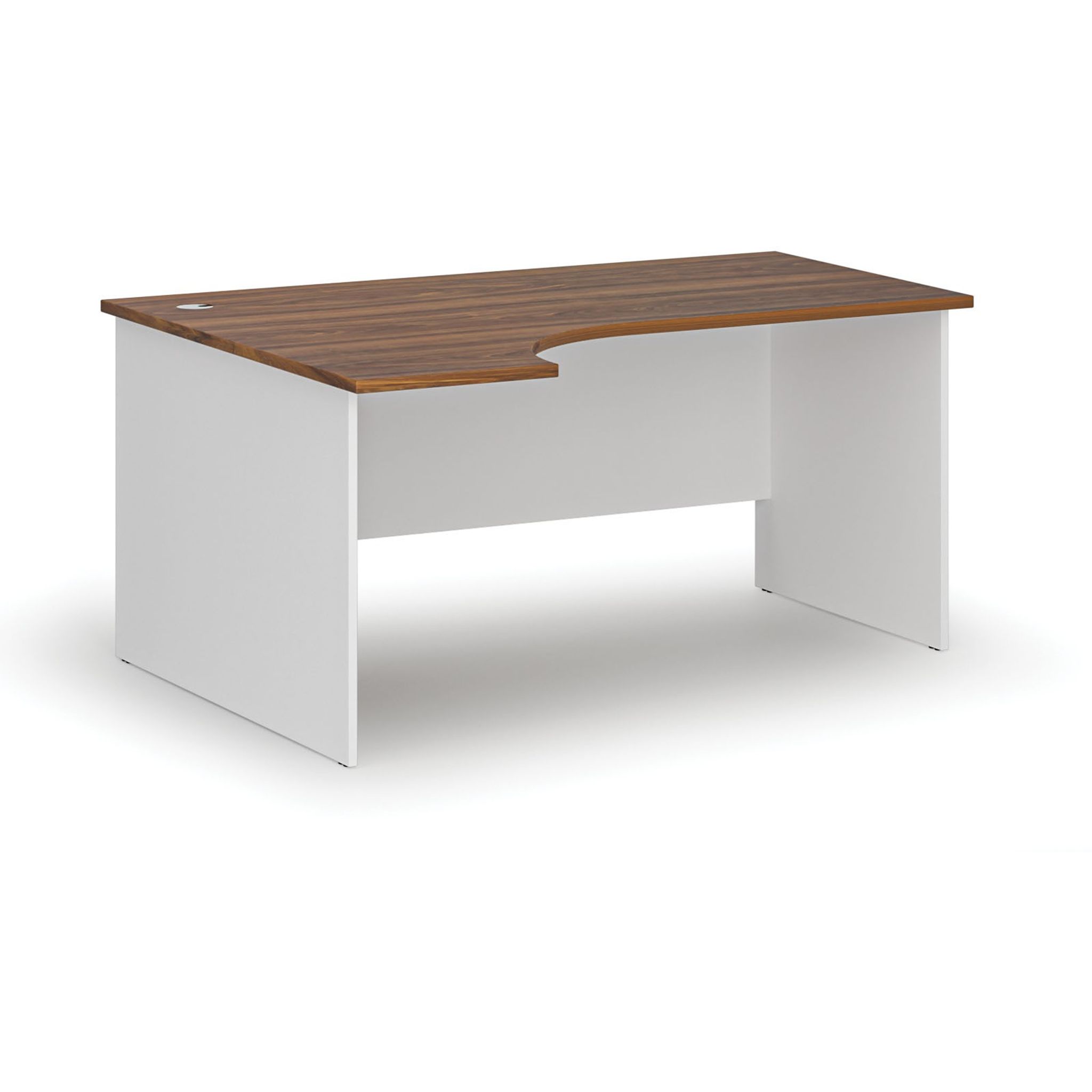 Büro-Eckschreibtisch PRIMO WHITE, 1600 x 1200 mm, links, weiß/Nussbaum