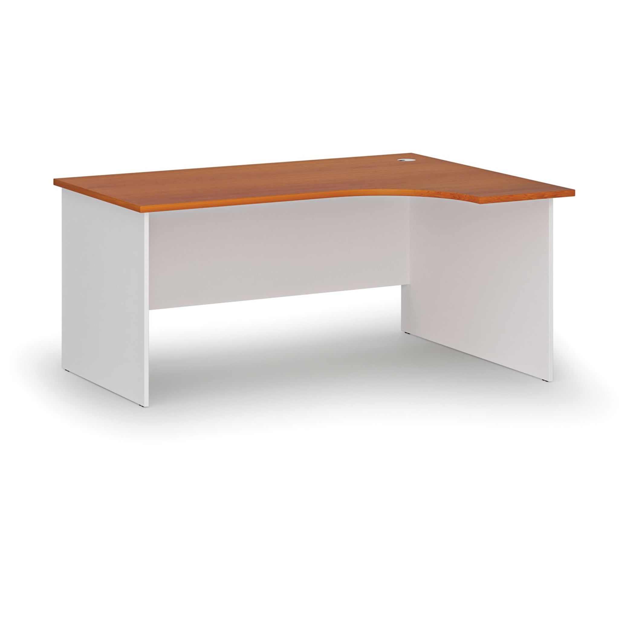 Büro-Eckschreibtisch PRIMO WHITE, 1600 x 1200 mm, rechts, weiß/Kirsche