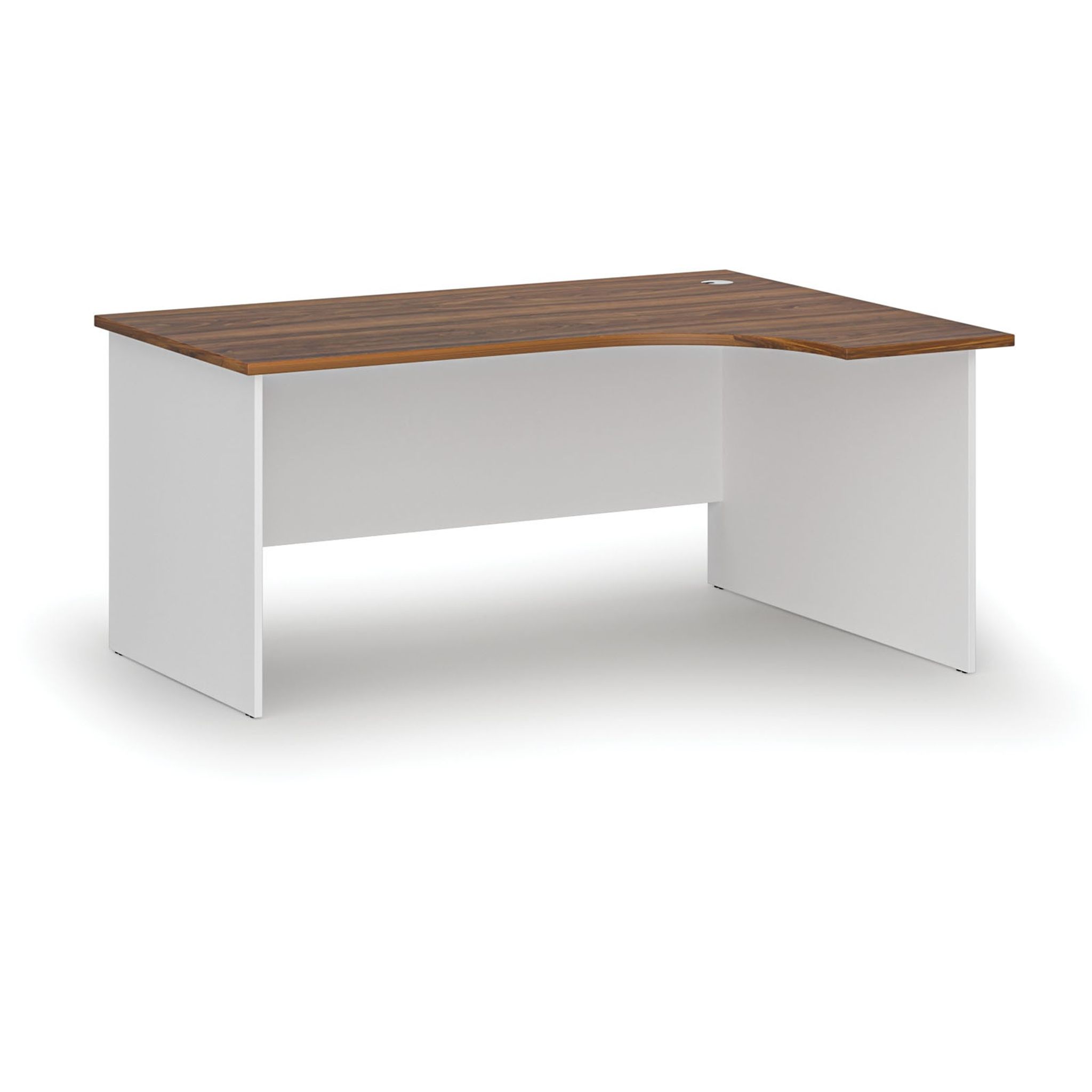 Büro-Eckschreibtisch PRIMO WHITE, 160x120 cm, rechts, weiß/Nussbaum