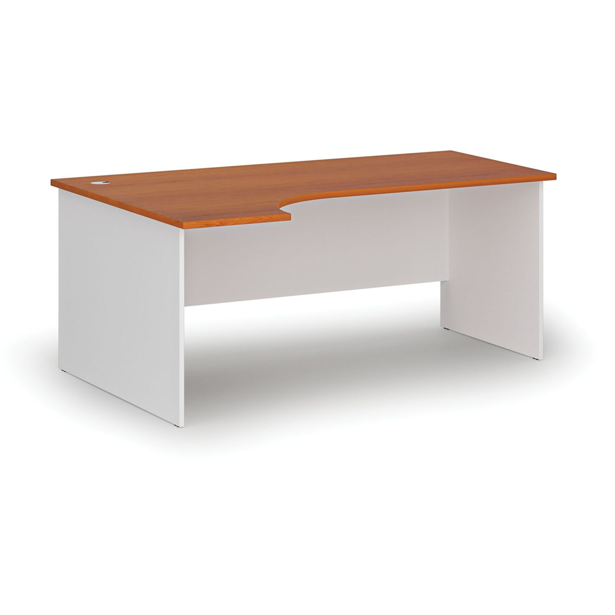 Büro-Eckschreibtisch PRIMO WHITE, 1800 x 1200 mm, links, weiß/Kirsche