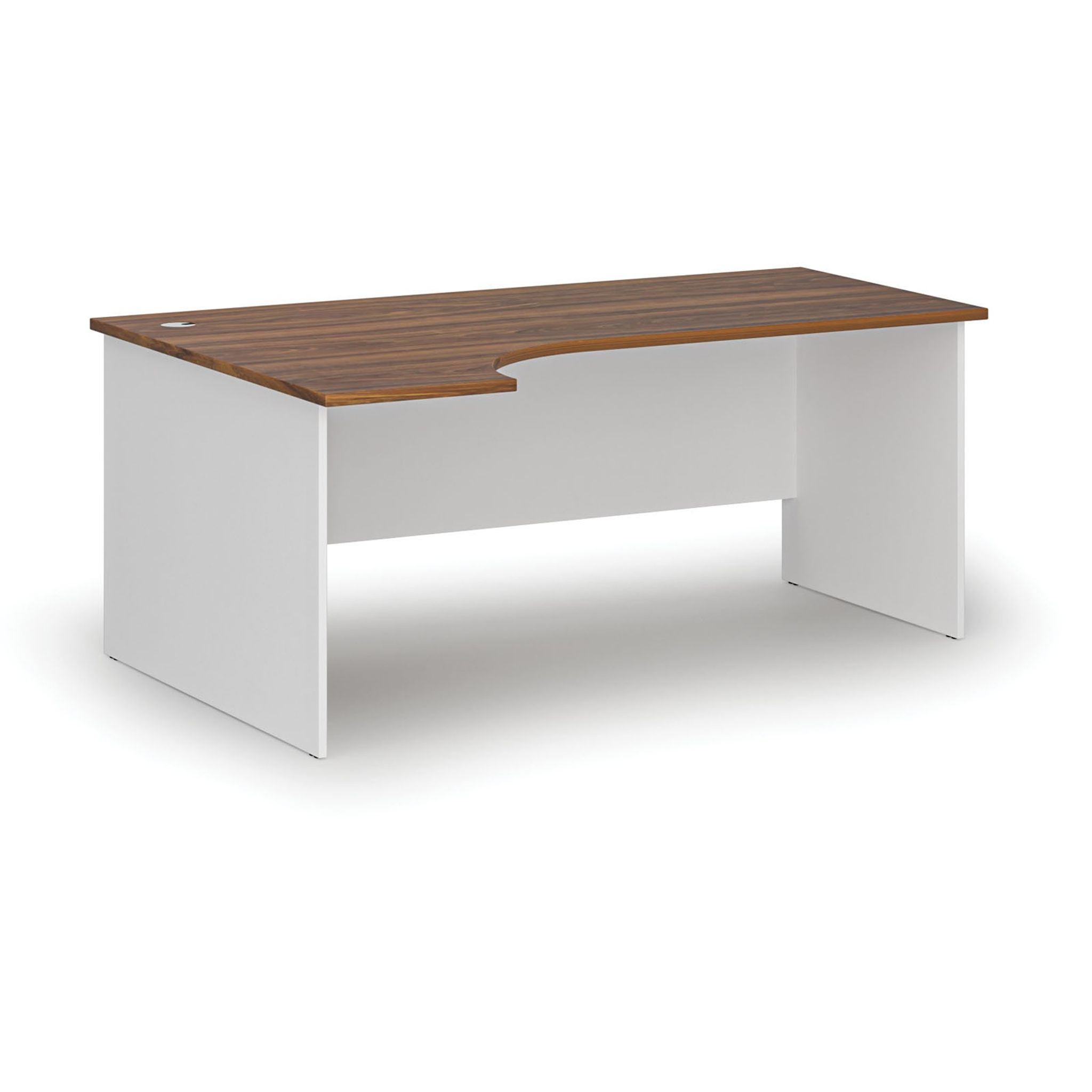 Büro-Eckschreibtisch PRIMO WHITE, 1800 x 1200 mm, links, weiß/Nussbaum