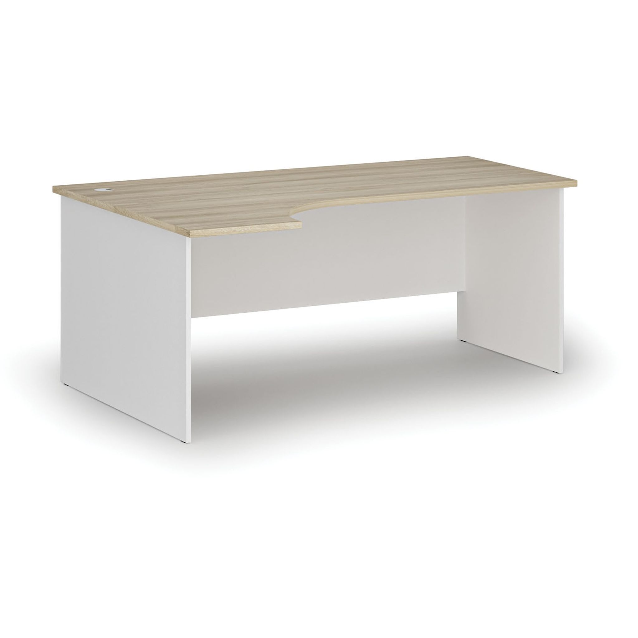 Büro-Eckschreibtisch PRIMO WHITE, 180x120 cm, links, Eiche weiß/natur