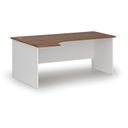 Büro-Eckschreibtisch PRIMO WHITE, 180x120 cm, links, weiß/Nussbaum